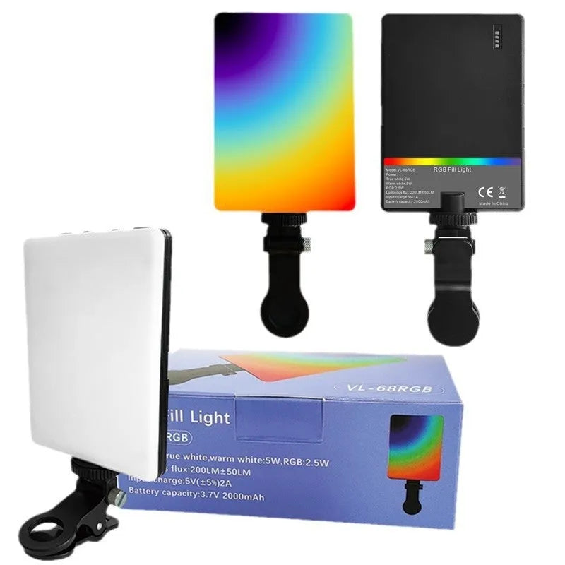 VL-60BI and VL-68BI LED pocket fill light with clip for mobile phones measuring 10.4x7.5x12.5cm