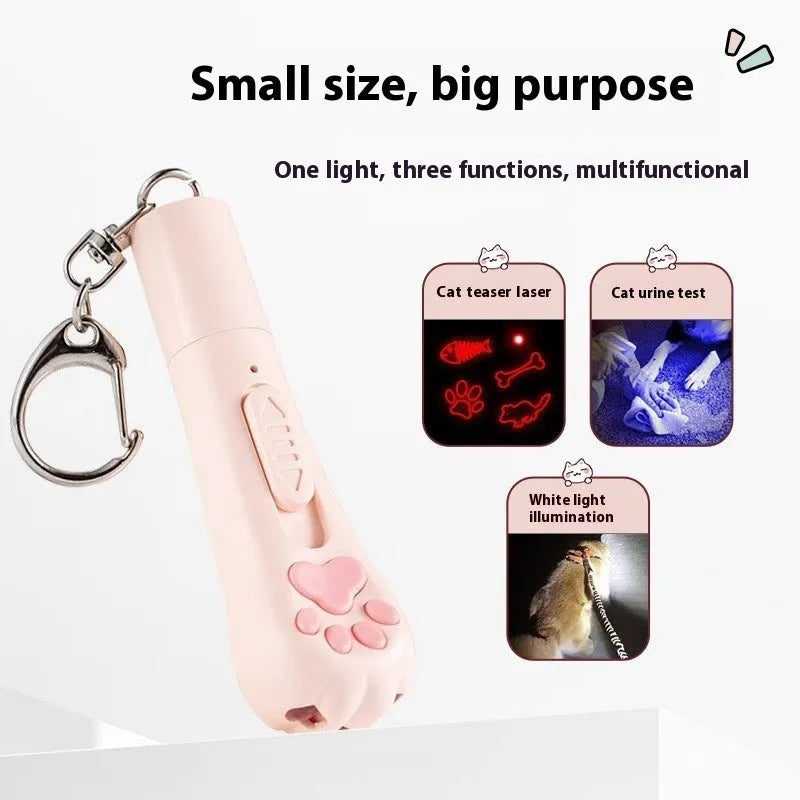 Funny cat charging toy pen light with self-stroke function in cream white, pink, or blue