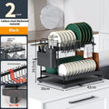 White double-layer kitchen storage rack with removable components for utensil organisation