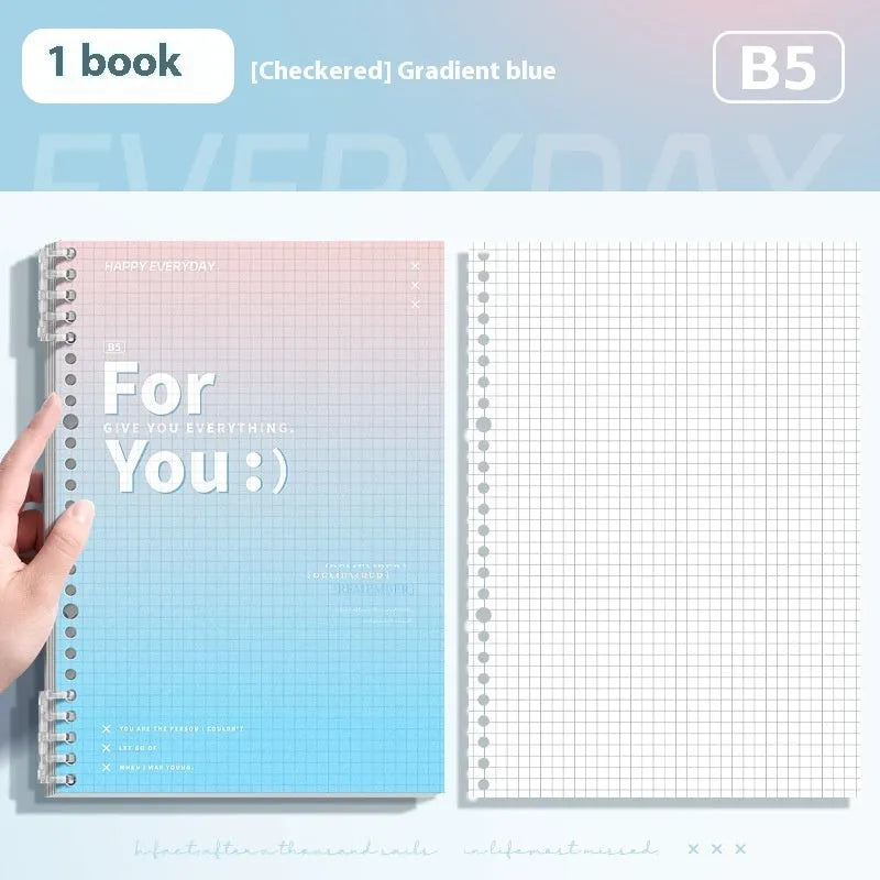 Removable coil gradient notepad in green, blue, pink, purple colours with A4 and B5 size options