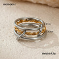 Stacked colour matching stainless steel ring set with 18K gold plating for women