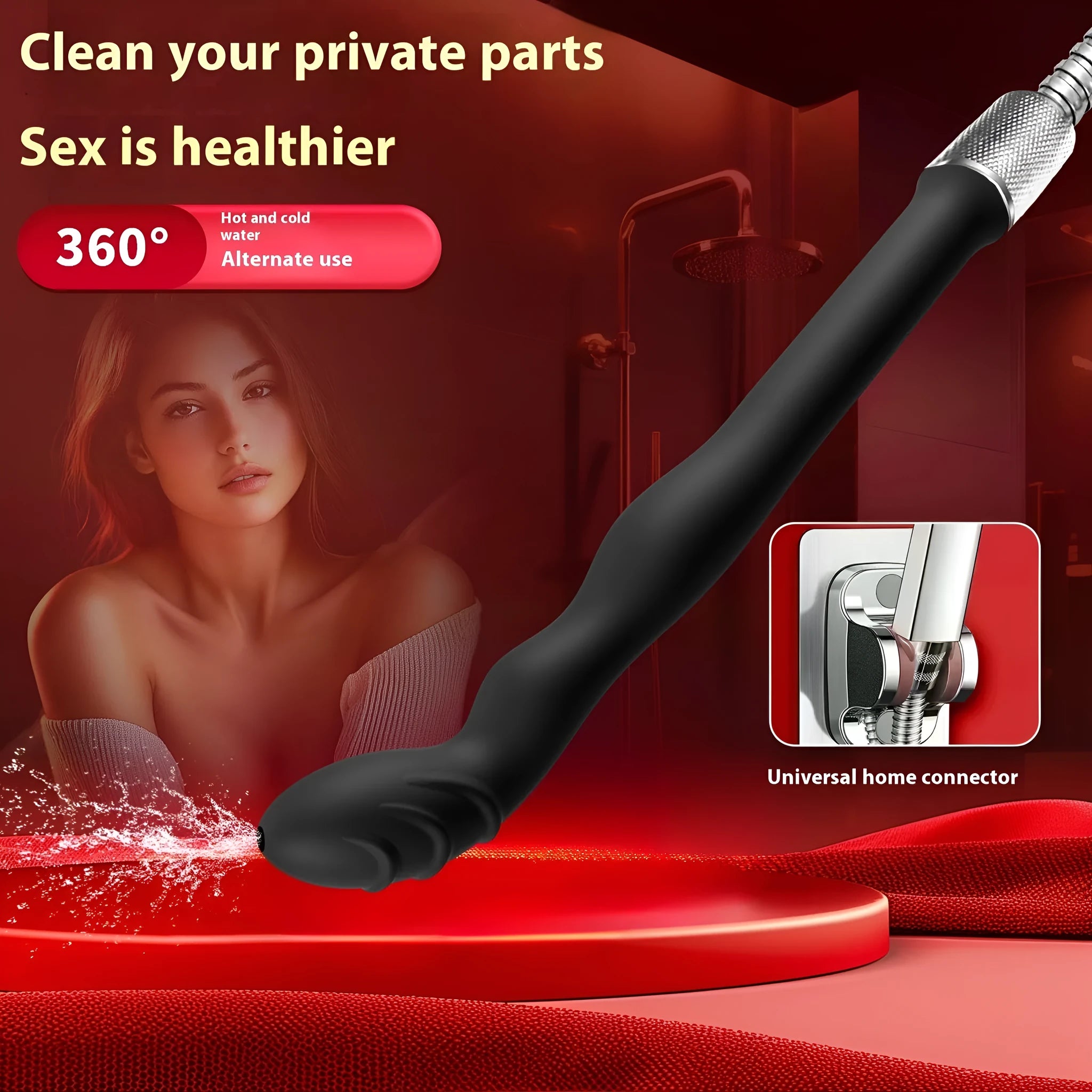 Black silicone hosepipe flusher with sausage filler design shown in large and small size options