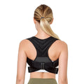Black adjustable posture correction belt for upper back and shoulder support.