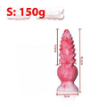 Pink platinum silicone penis-shaped masturbation toy on a neutral background