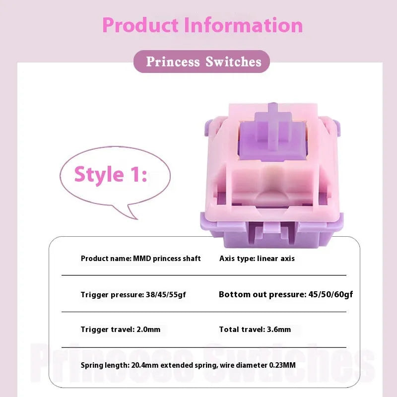 MMD Princess linear mechanical keyboard switch body with double-band spring.
