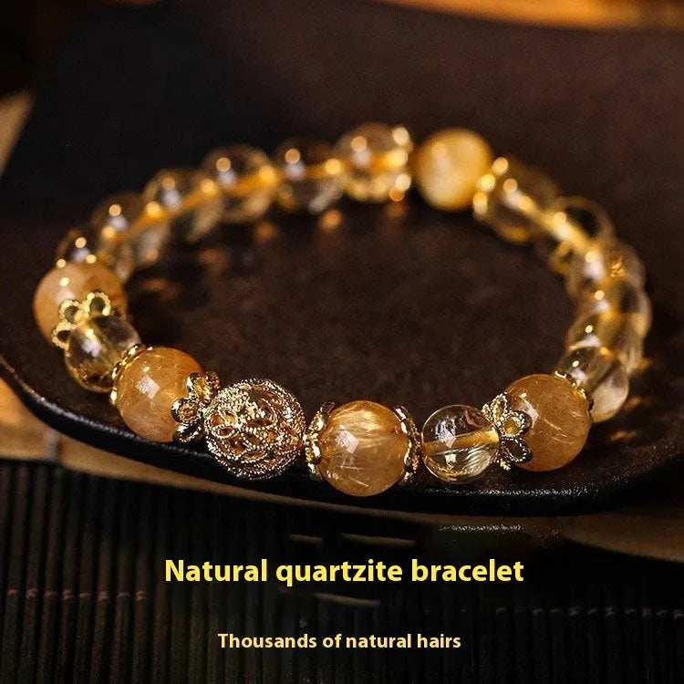 Women's retro style artificial crystal lucky bracelet in yellow water gold or amethyst gold hydrangea colour options