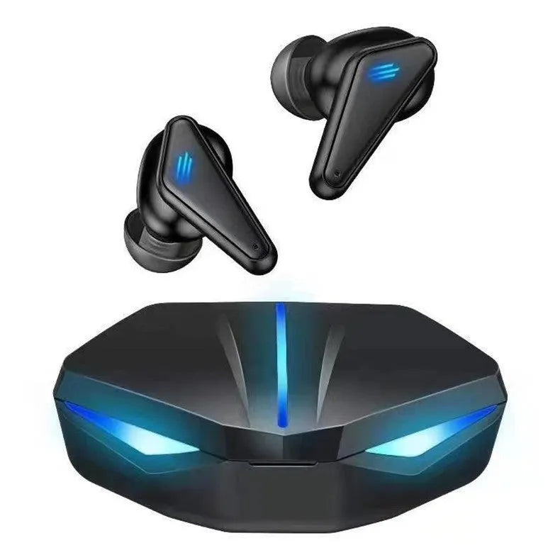 Black X15 wireless in-ear Bluetooth headphones with charging case.