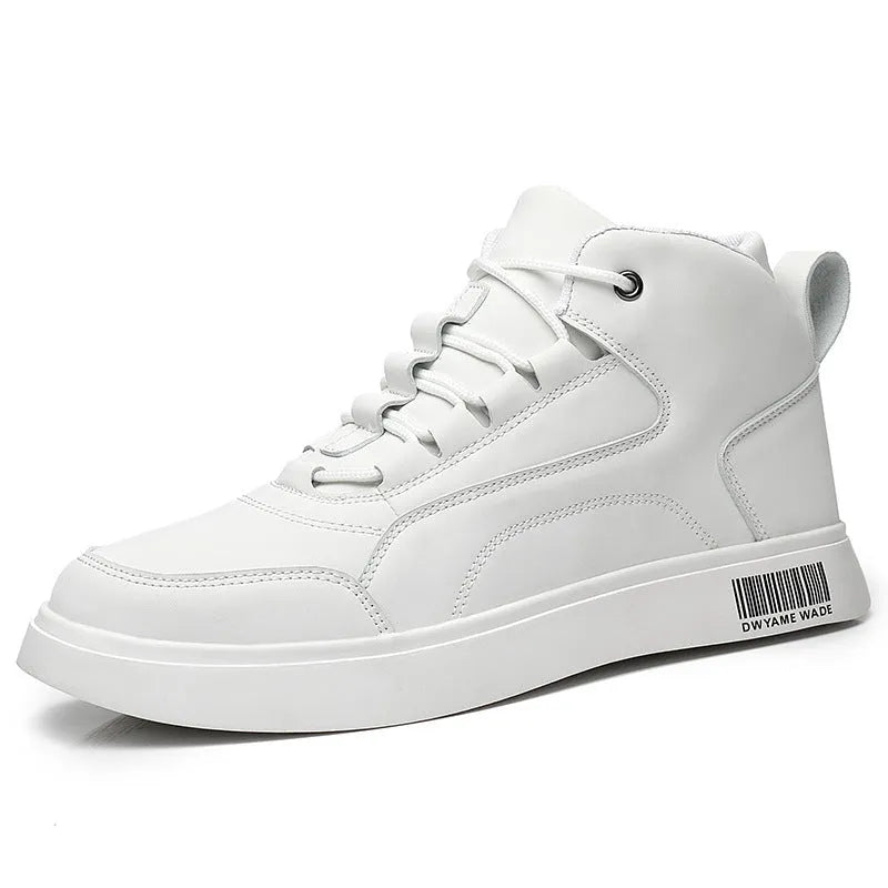 Men's white low-top casual sports shoes with rubber soles and round toe design