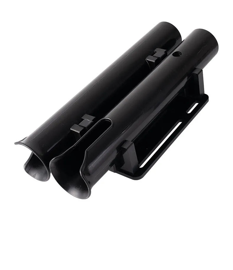 Double-layer plastic fishing rod rack with carbon clamp for bicycle mounting