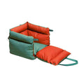 Green waterproof PU leather dog car nest with removable cushion, dimensions 55x50x45 cm.