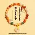 Handmade natural jinsi jade safety buckle bracelet with 6mm beads in Chinese traditional style