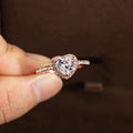 Heart-shaped crystal women's ring in rose gold or silvery electroplated finish