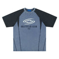 Men's blue hip hop letter print t-shirt with raglan sleeves and loose fit