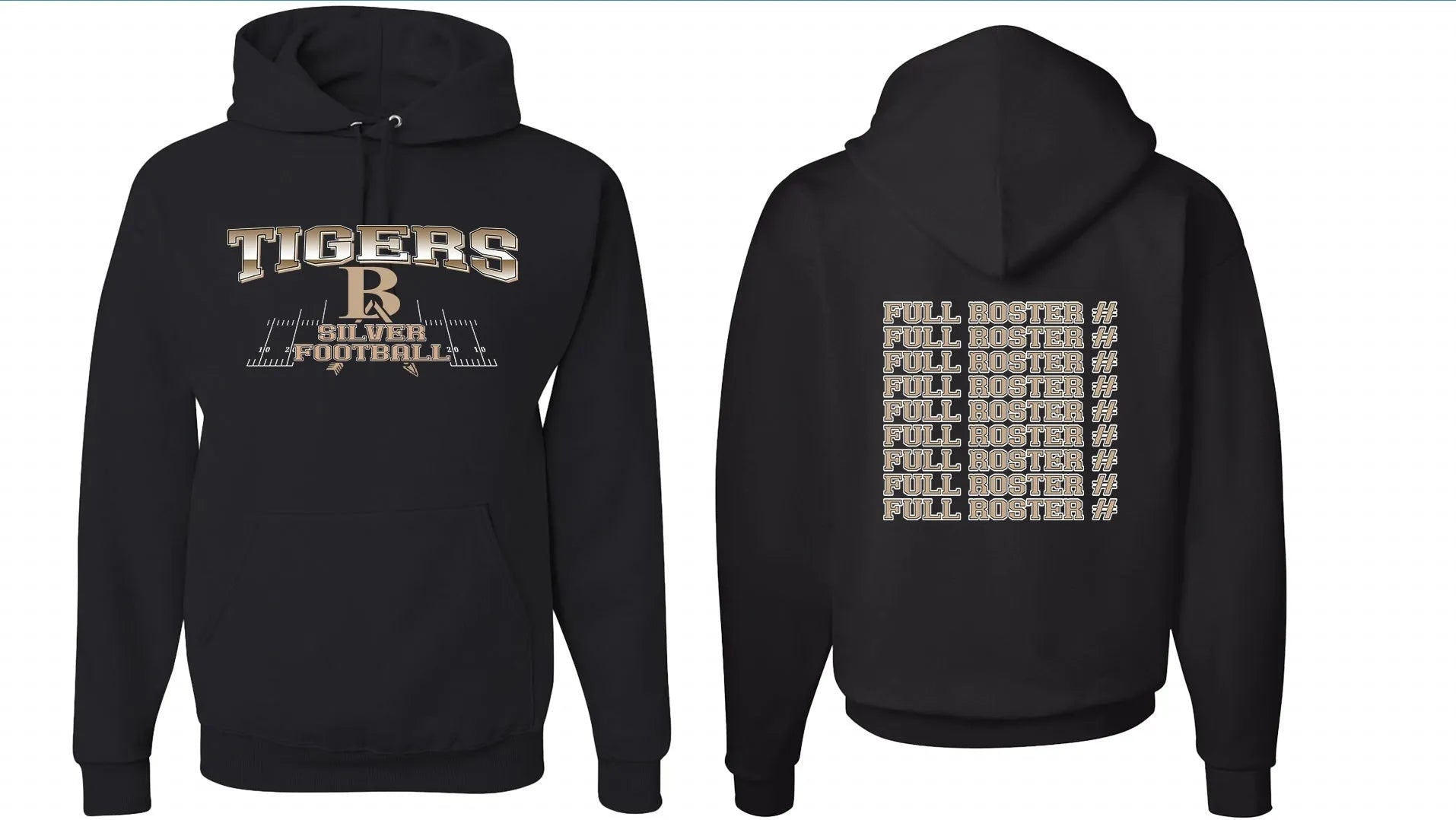 Black men's drop-shoulder sleeve polyester pullover hoodie on a hanger.