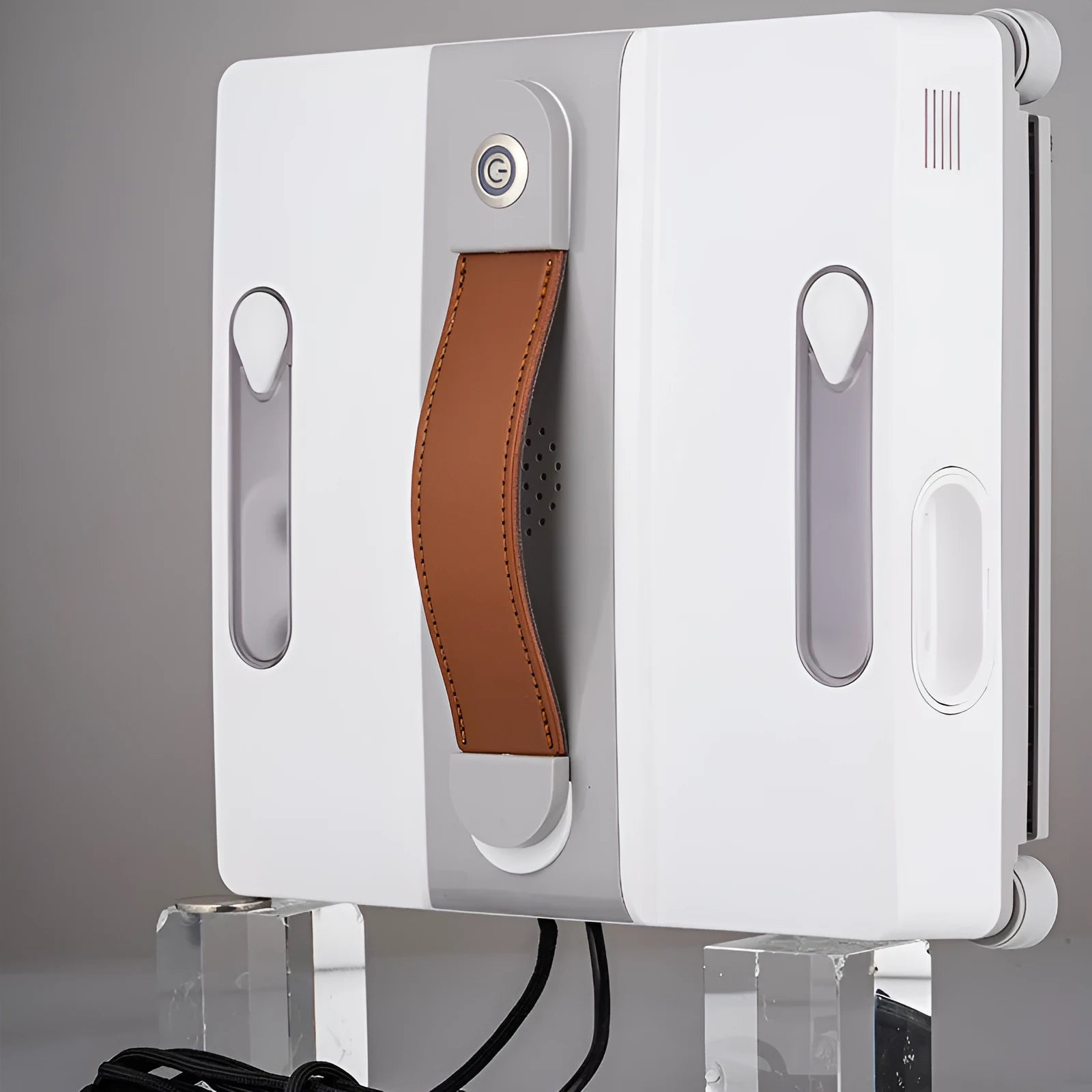 White intelligent window cleaning robot for high-rise windows with app and voice control features