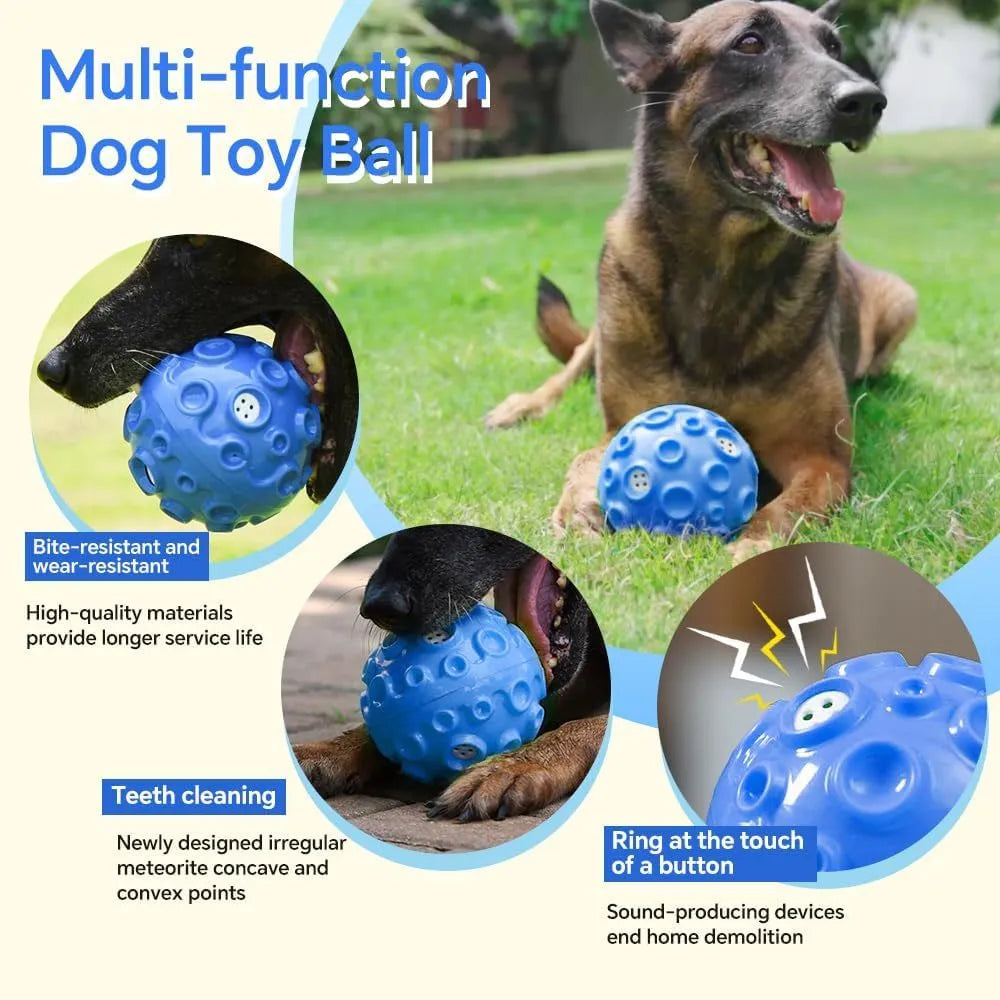 Colourful dog chew ball with textured surface and two-layer rubber construction for aggressive chewers
