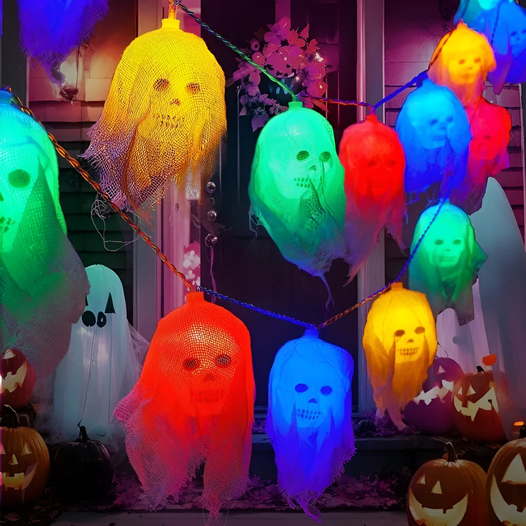 Halloween battery-powered coloured LED string lights for indoor wall decoration in 1.5m or 2.5m lengths