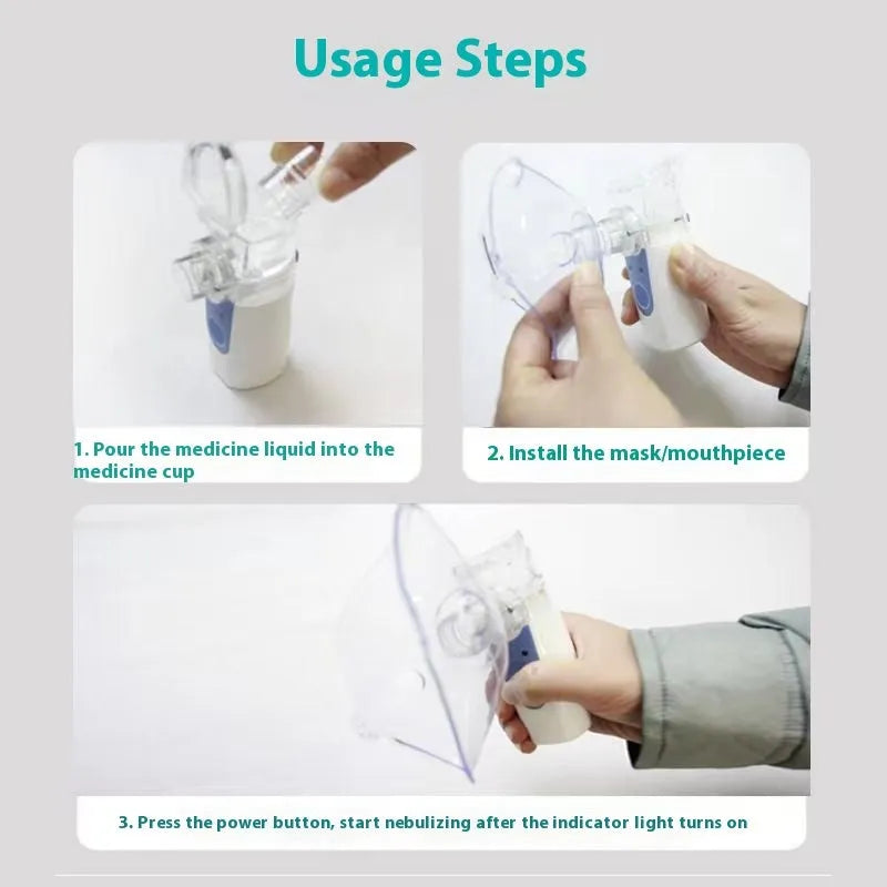 Handheld column-shaped USB nebuliser with plastic housing for portable room humidification