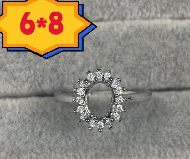 Oval open-mouth copper ring with a central 6x8mm five-pointed star stone ornament in Korean style.