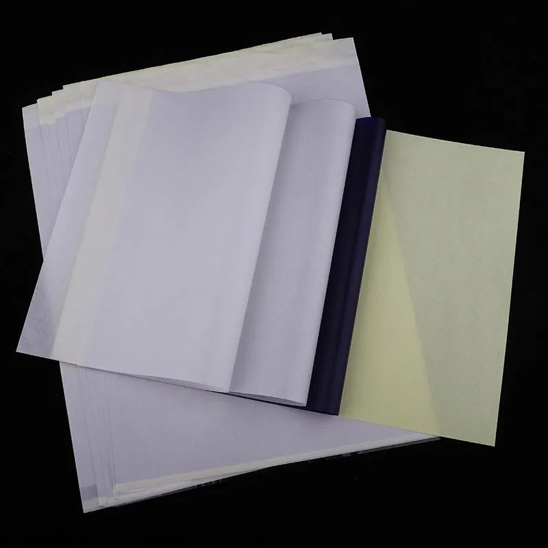 A4 tattoo transfer paper pack with quadruple copy sheets and transfer paste gel for stencil creation