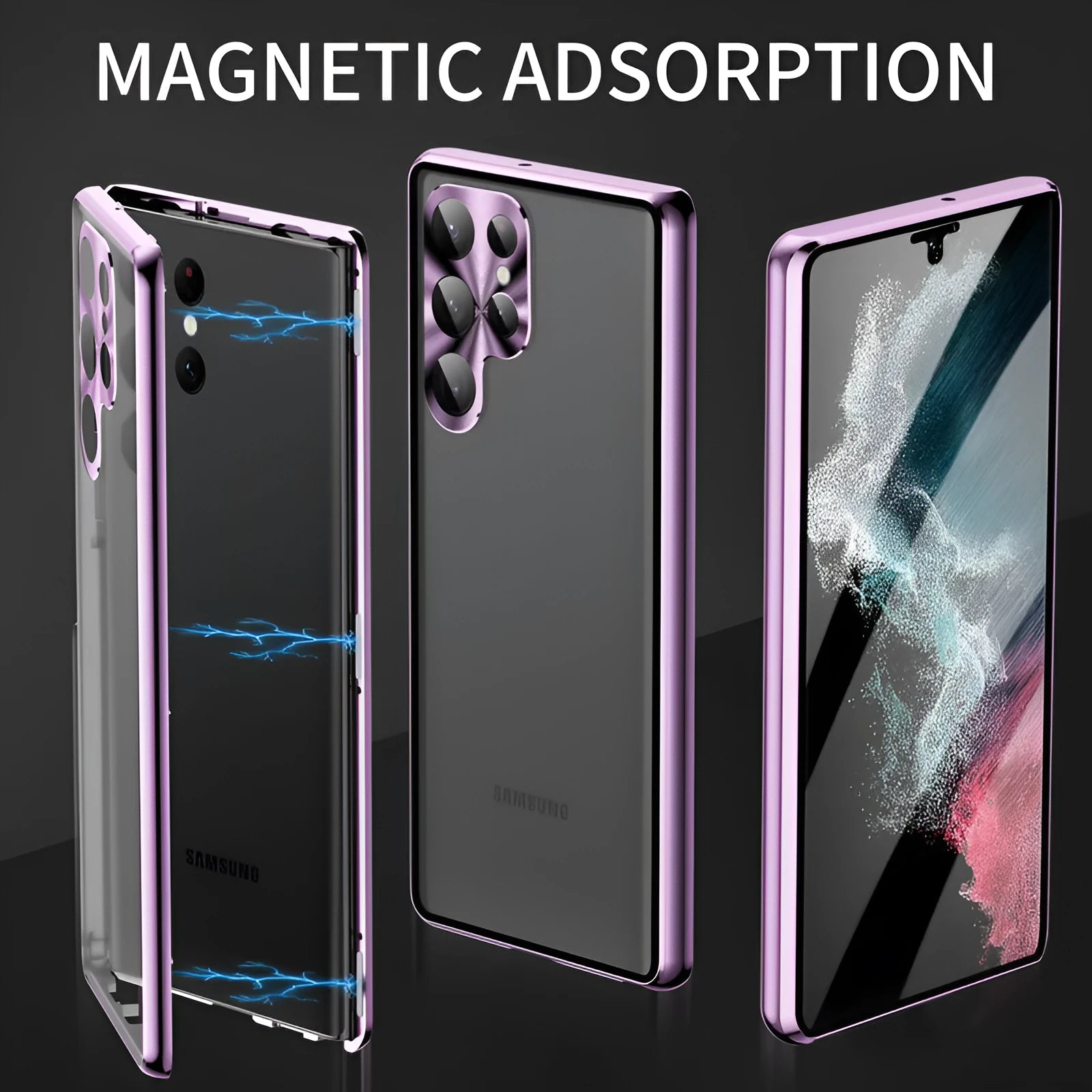 Magnetic phone case with privacy mirror for Samsung Galaxy S24 Ultra in multiple colour options