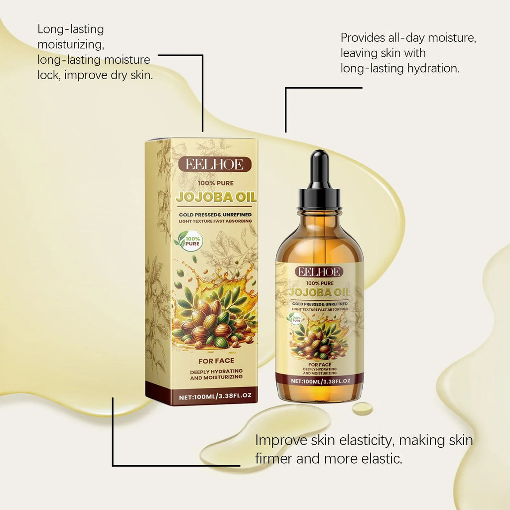 EELHOE Jojoba Face Oil in a 100ml bottle for moisturising brightening and firming skincare