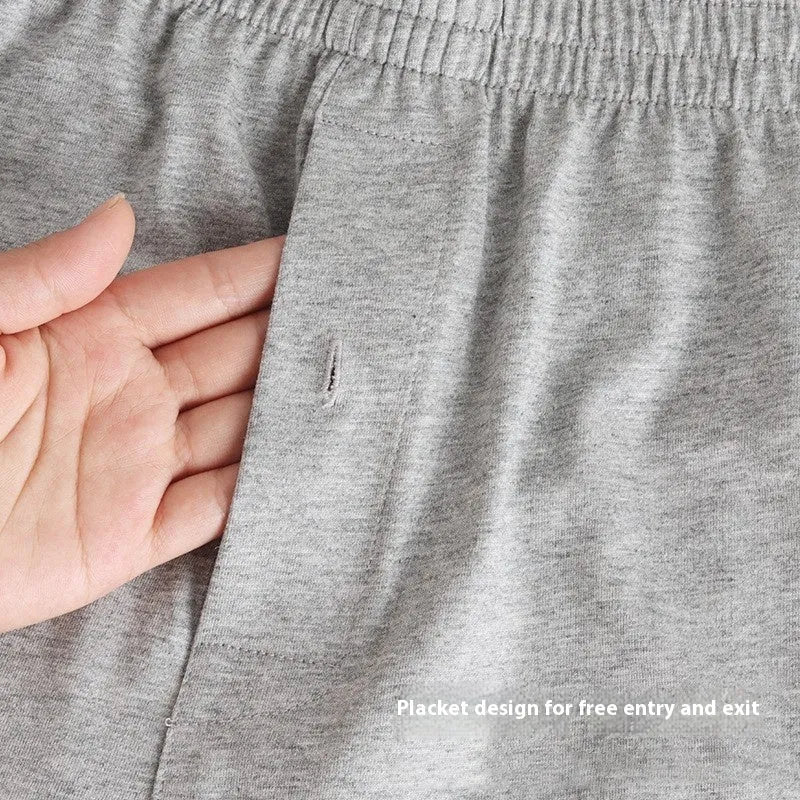 Men's pure cotton boxer shorts in light grey colour with high waist design and loose fit