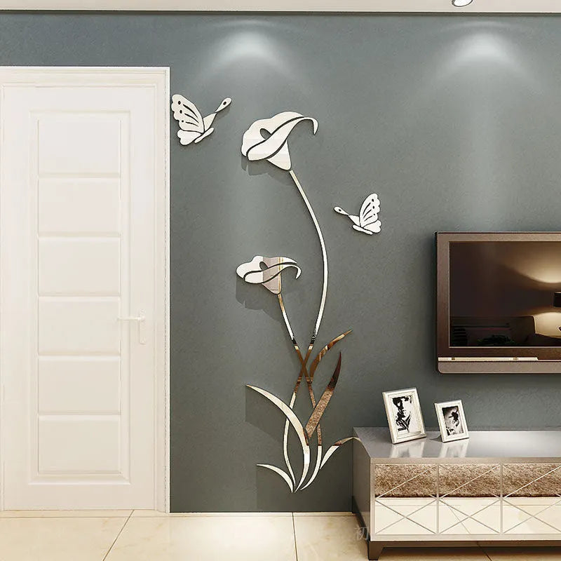 Lily design 3D acrylic wall sticker in multiple colour and size options