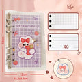 A6 size loose-leaf coil notebook with heart-themed bear design, showing coil binding and 6-hole edge.