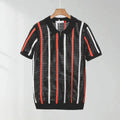 Hollow mesh short-sleeved knit polo shirt in loose fit ice silk viscose for summer.