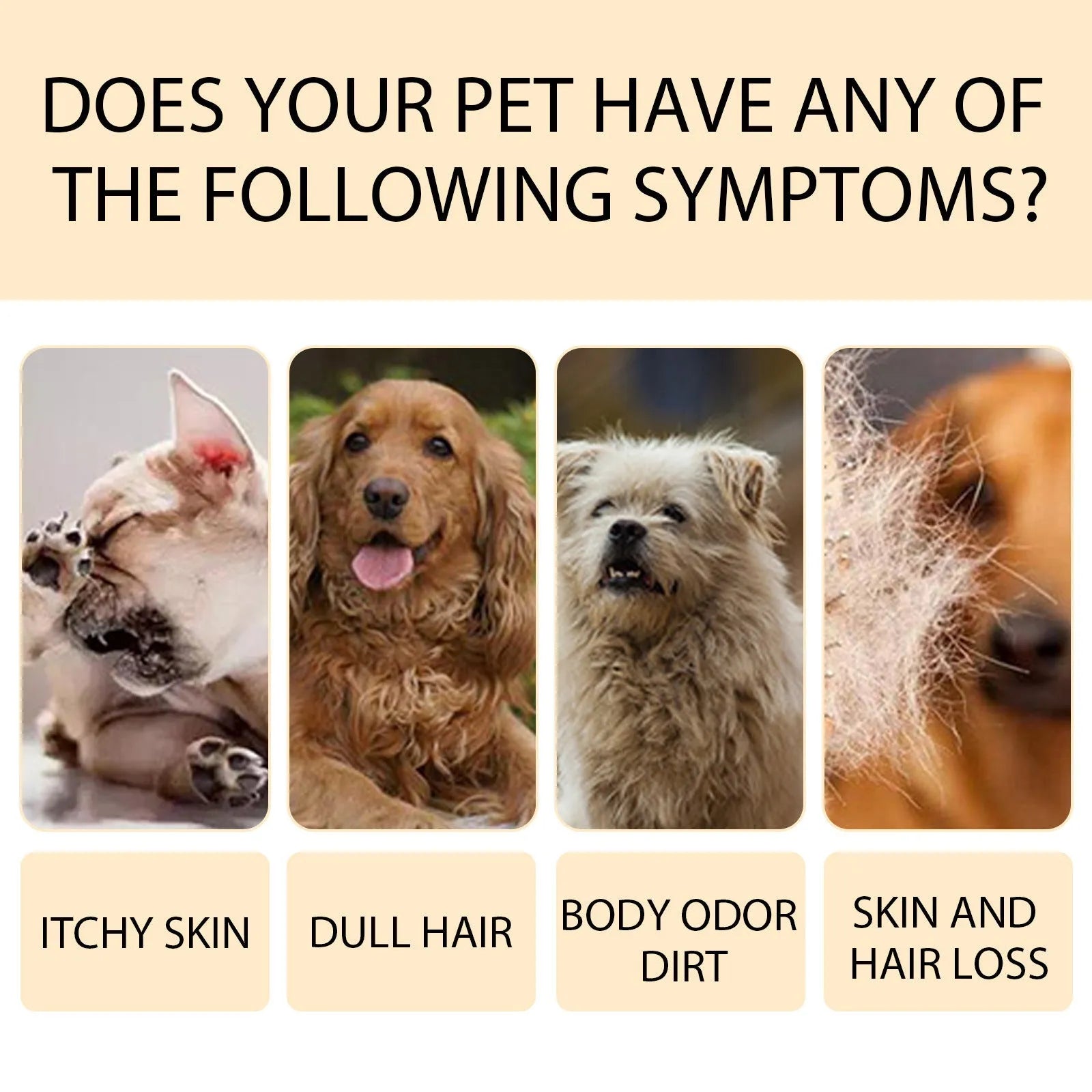 Pet shampoo bottle for cats and dogs in 100ml and 300ml sizes with mild cleaning formula