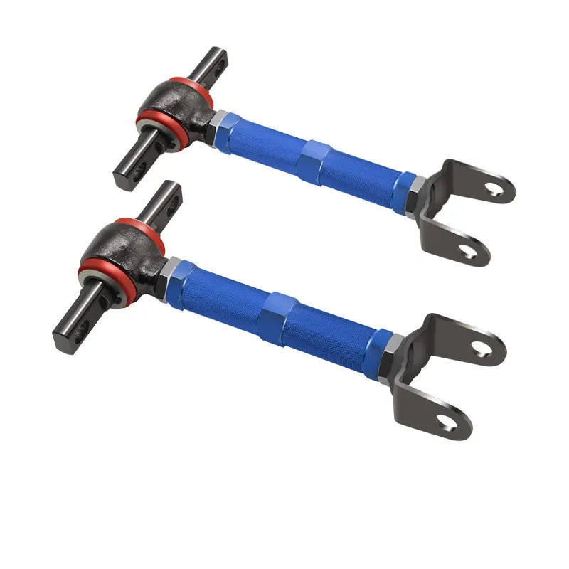 Pair of red aluminium alloy recliner rods for Honda Civic EP3 rear suspension.