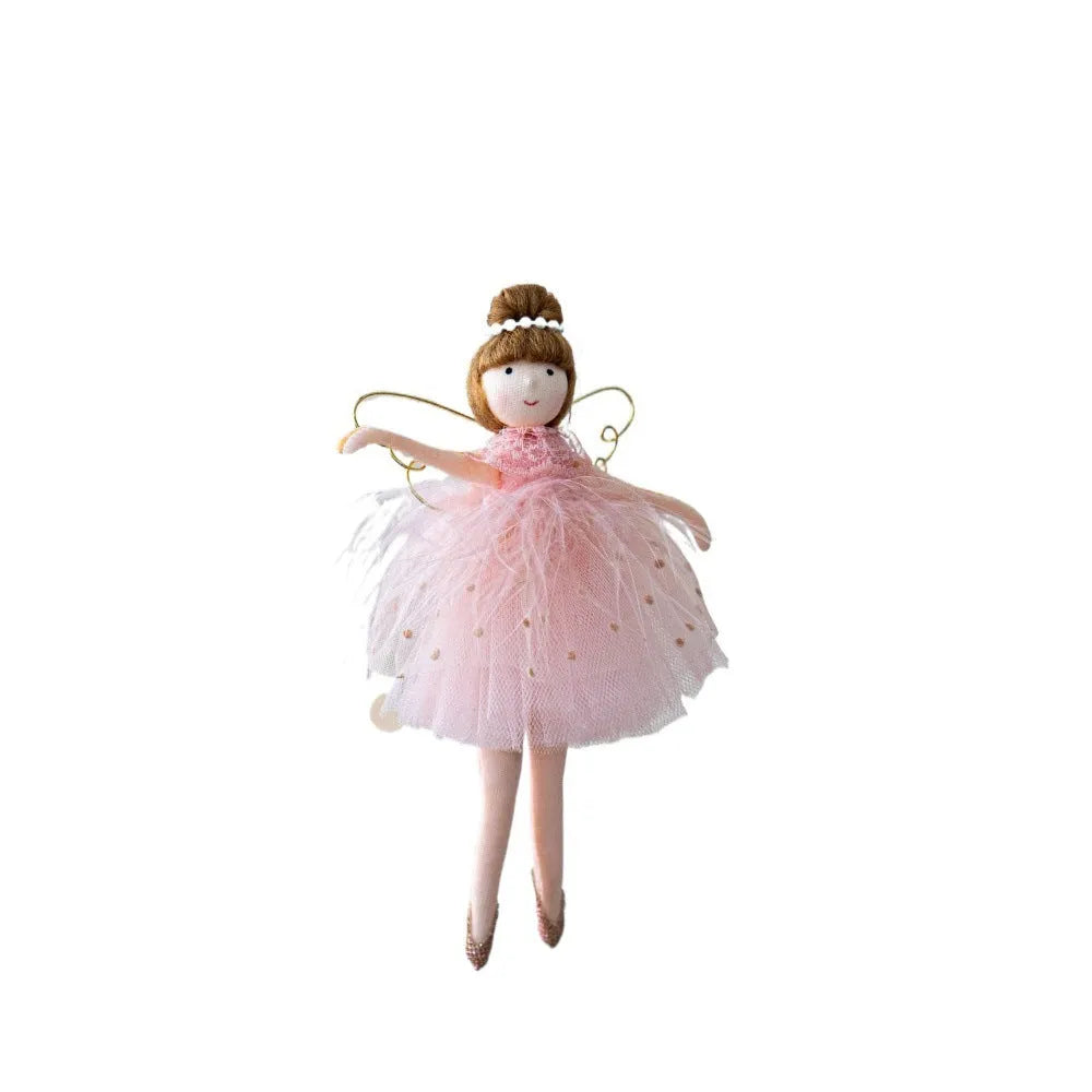 Pink and white cloth ballet angel girl plush doll pendant for decorative display