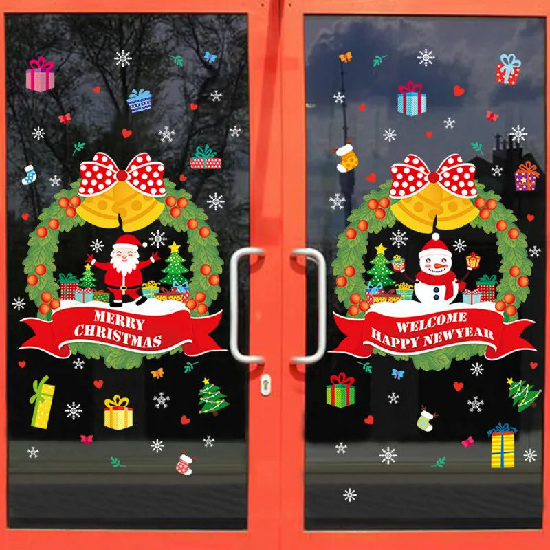 Non-adhesive electrostatic Christmas wall sticker 60x45cm PVC colourful cartoon pattern