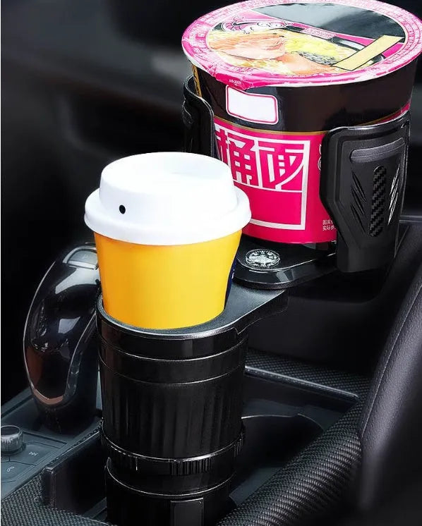 One Point Four car cup holder with adjustable base in carbon fibre black
