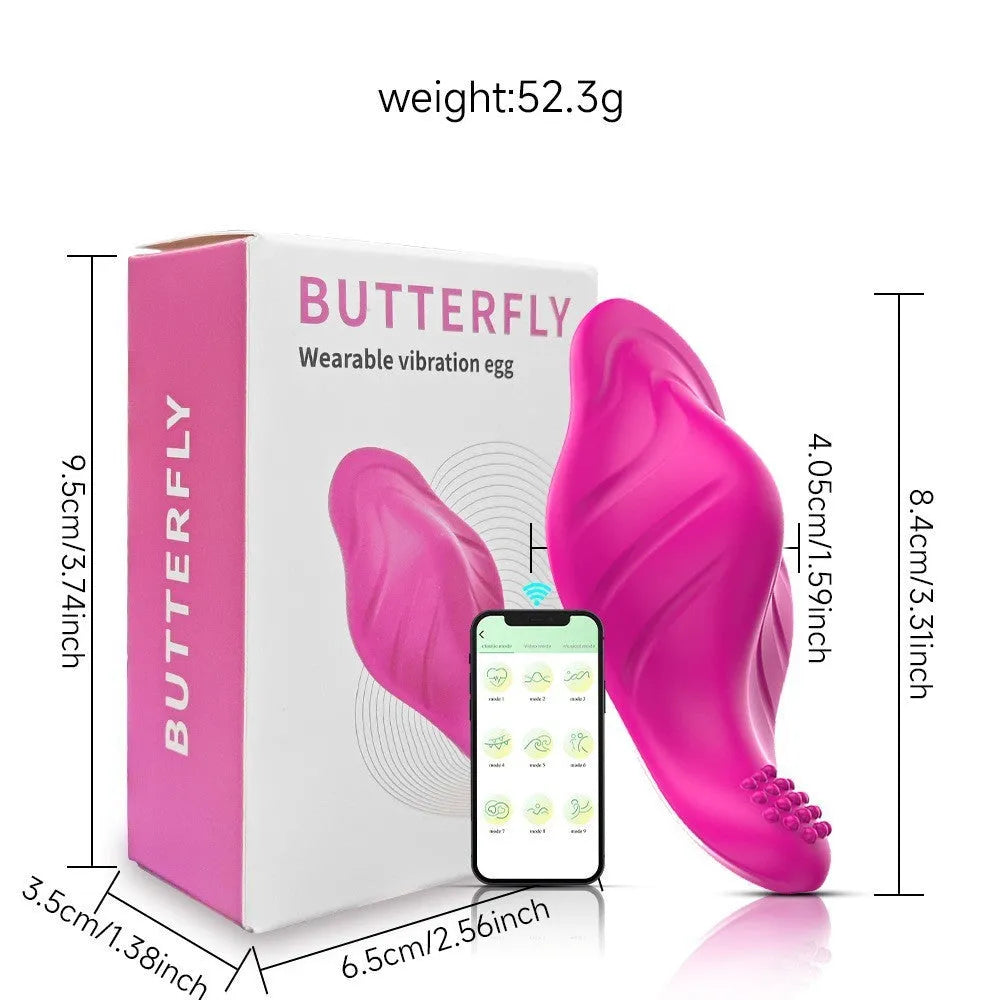 Rose red wearable female massager with silicone construction and APP remote control functionality