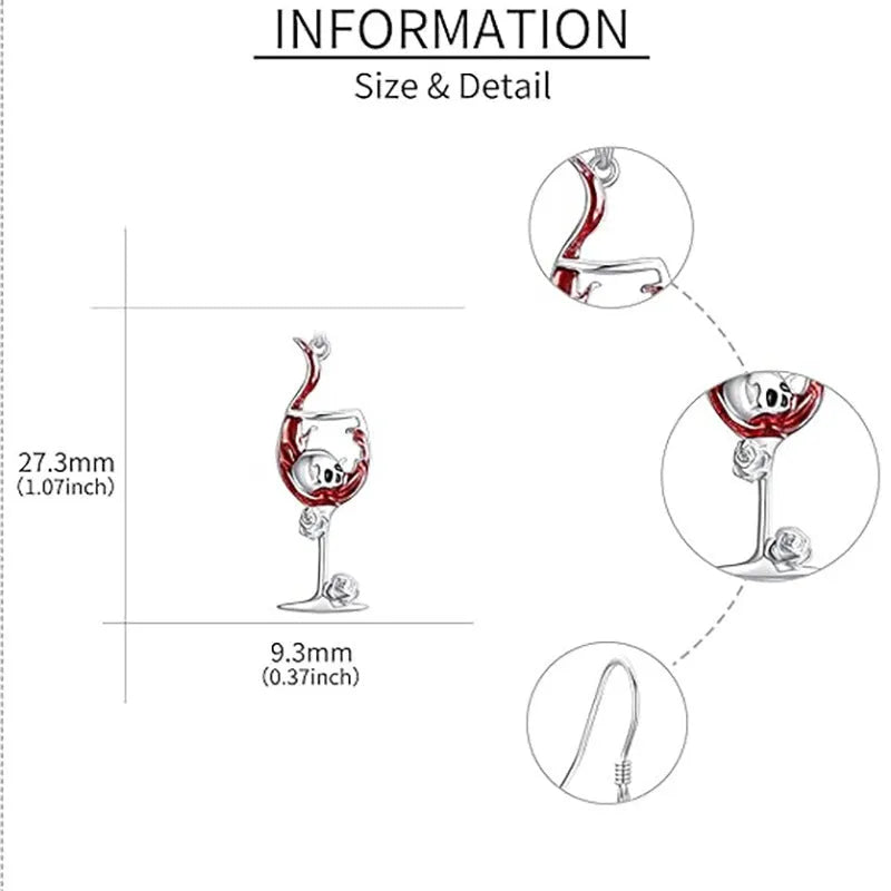 A pair of geometric skull wine glass shaped earrings with an electroplated finish.