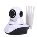White wireless dome security camera for indoor and outdoor HD surveillance.
