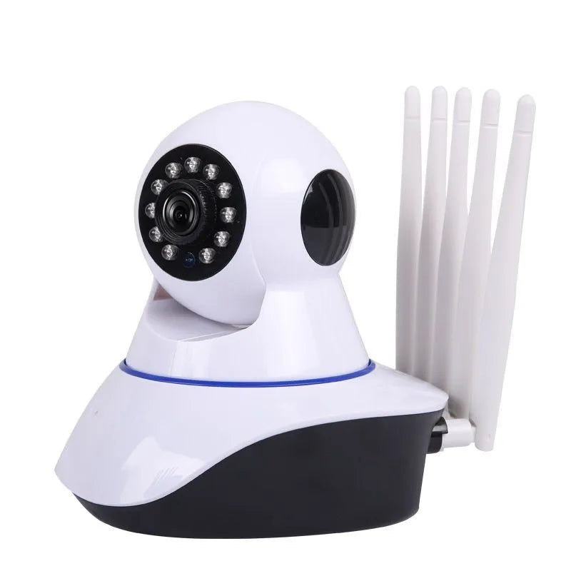 White wireless dome security camera for indoor and outdoor HD surveillance.