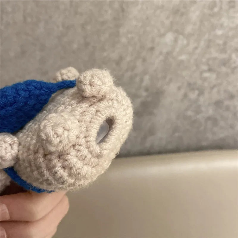 Hand-knitted koala bear backpack protective cover for Apple AirPods wireless earbuds