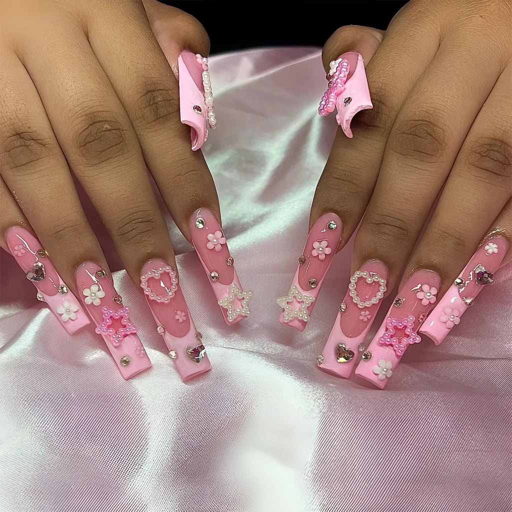 French bow design nail art set with plastic armour suit applicator in XB-70-48 colour.