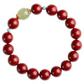 Purple gold sand cinnabar bracelet with geometric ellipse beads, shown in low and high purity content options.