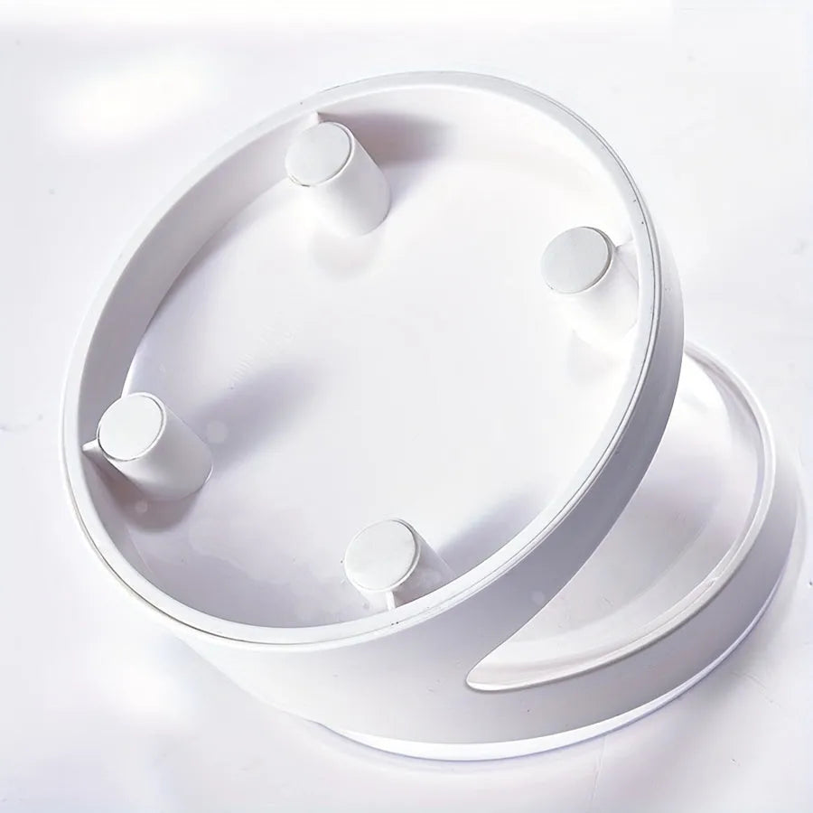 White elevated cat food bowl with anti-vomit tilt design for neck protection