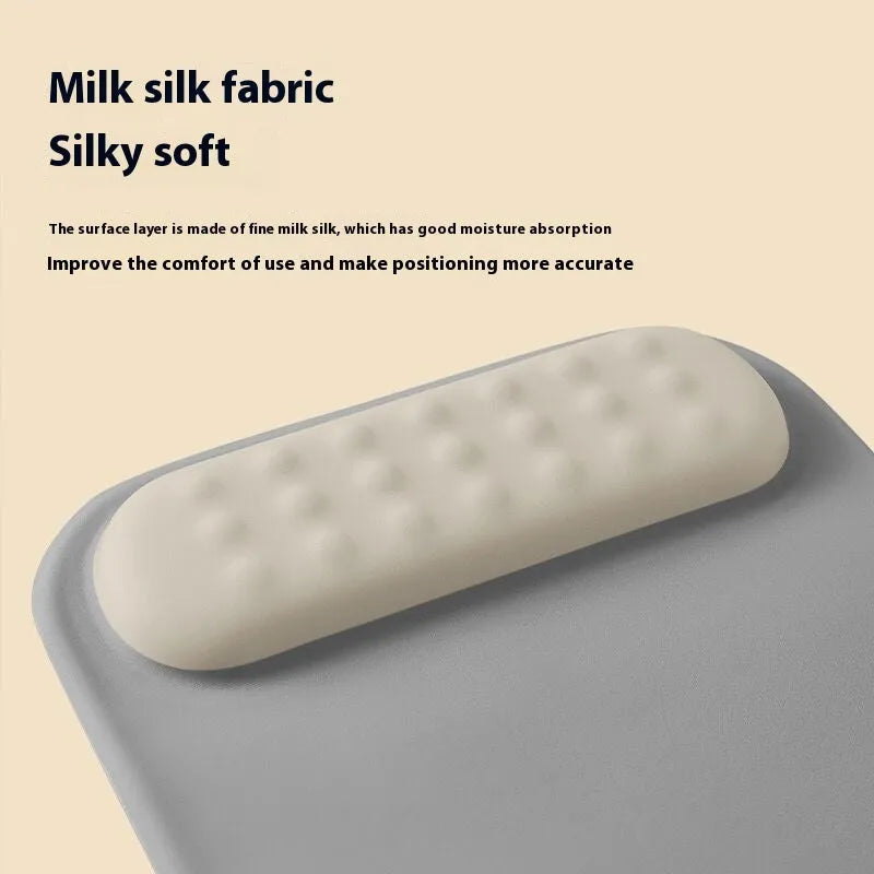 Ergonomic cloth silicone mouse pad with raised wrist support in Silver Gray colour