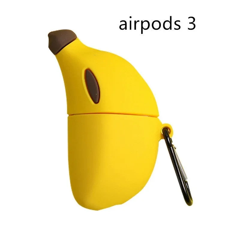 Yellow banana-themed silicone protective case for AirPods Pro compatible wireless headphones