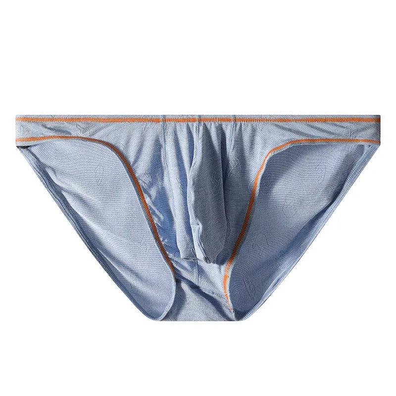 Men's modal butt-lift underwear in colourful blue, showing contoured hip design