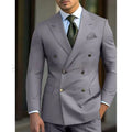 Men's light business two-piece suit set in a cotton blend fabric, available in multiple colours and sizes including 7XL.