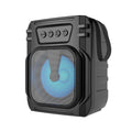 Portable Bluetooth speaker with mini card design showing compact dimensions and USB charging port