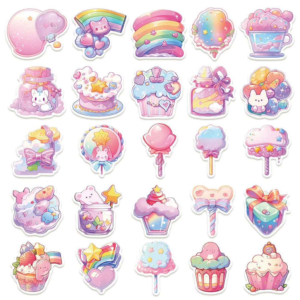 Cute candy small items decorative waterproof stickers for hand account books, sizes 4-7 cm