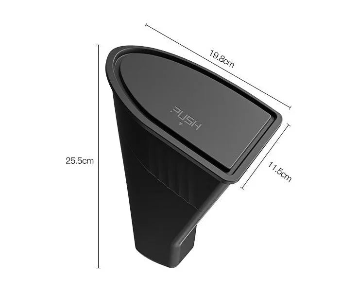 Black ABS car door trash cans sized for Tesla Model Y front door pockets